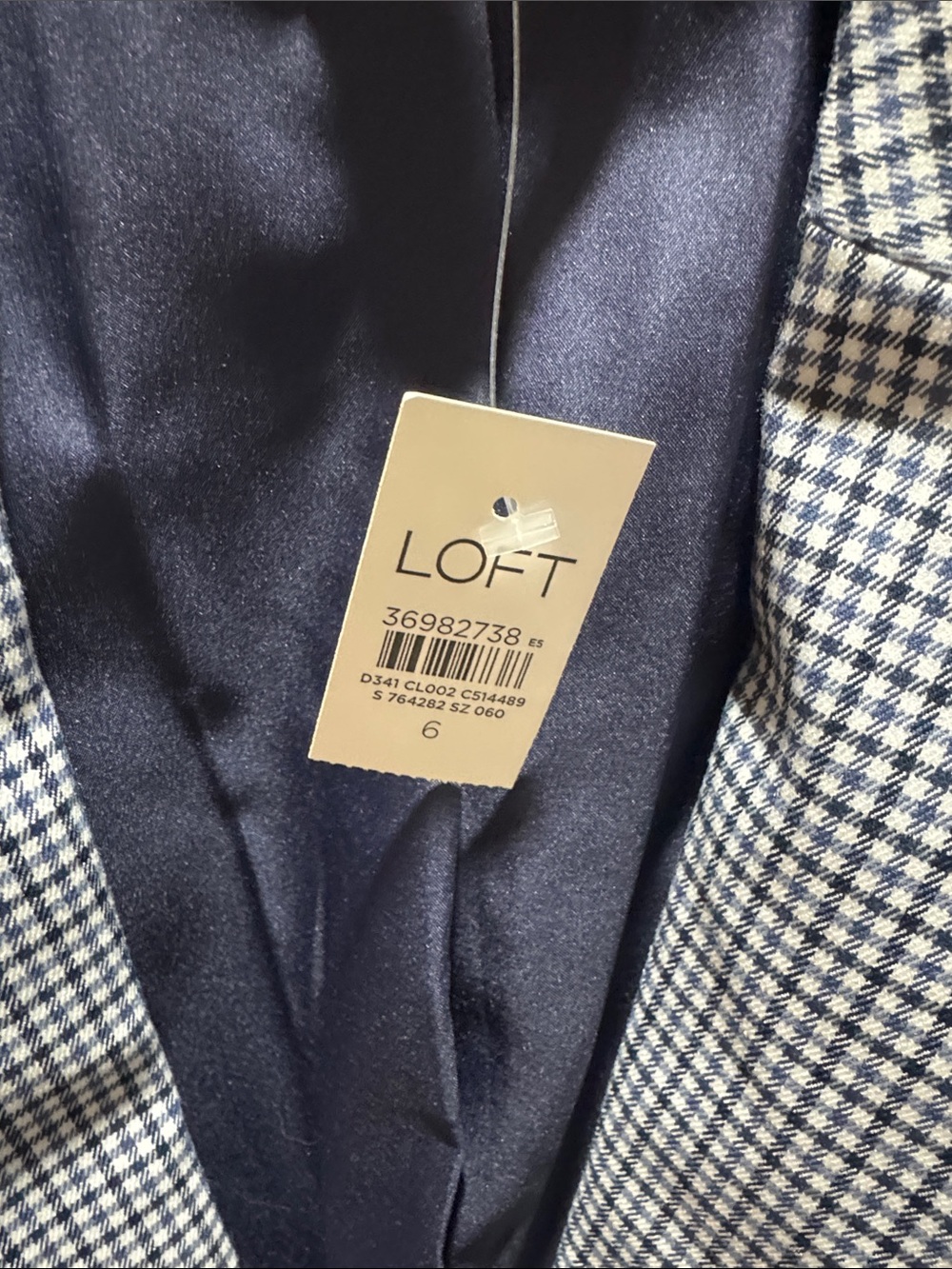 LOFT Navy and White Gingham Sport Coat - Picture 3 of 5